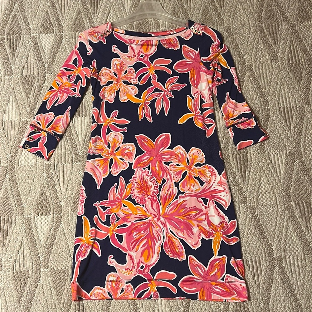 Lilly Pulitzer Pink and Blue Floral Long Sleeve Dress